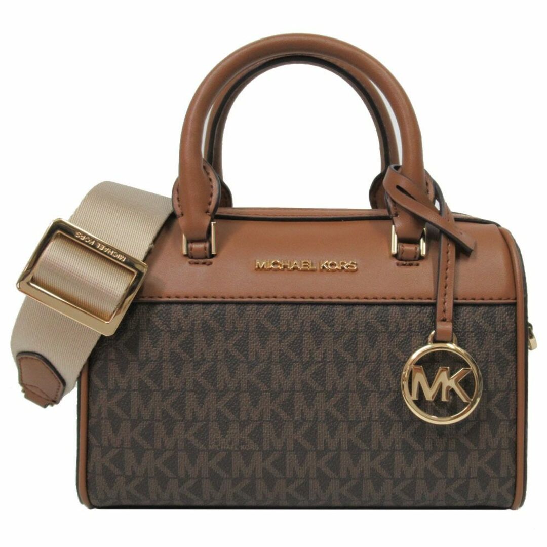 ブラウン内側【新品】マイケルコース バッグ ハンドバッグ Michael Kors MK シグネチャー トラベル エクストラ スモール ダッフル クロスボディー XS 2WAY ミニボストン 斜め掛け 35S2GTFC0B BROWN (ブラウン) アウトレット レディース