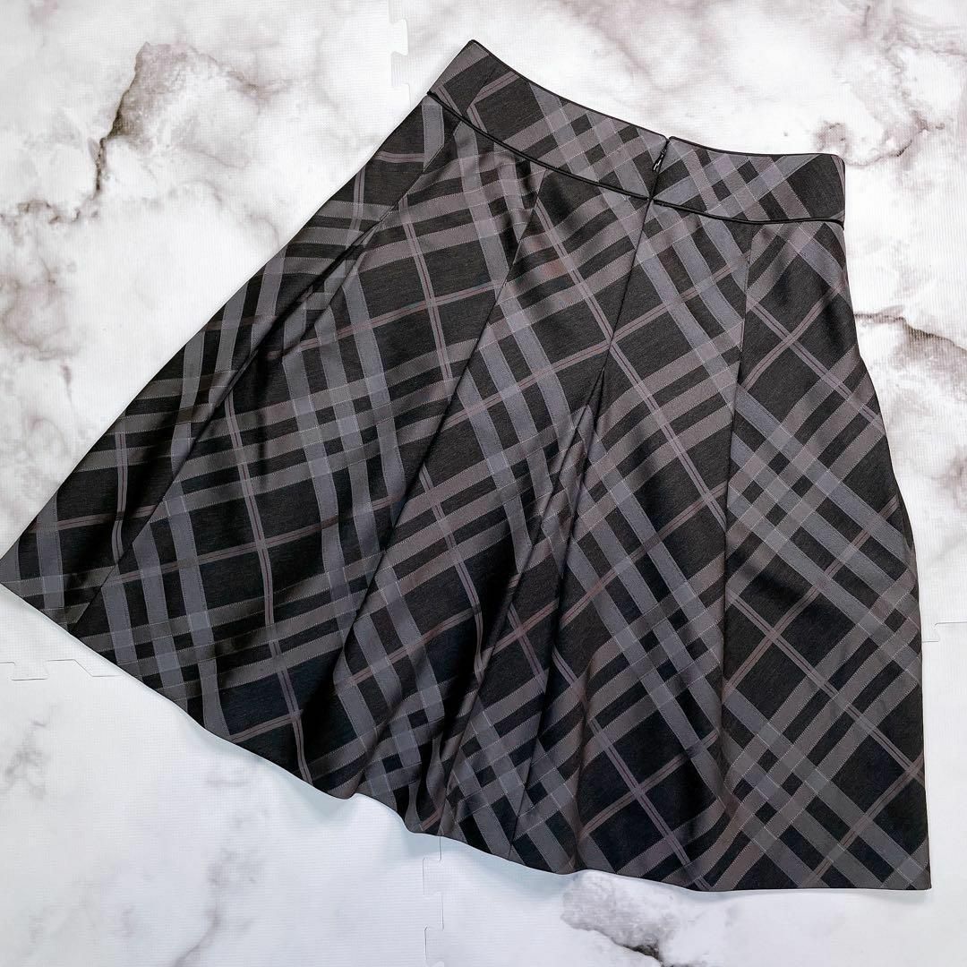 BURBERRY LONDON 38 ノバチェック スカート グレー シルク