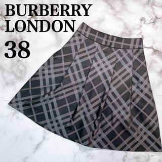 バーバリー(BURBERRY)のバーバリーロンドン 38 ノバチェック スカート グレー シルク 卒園式 入園式(ひざ丈スカート)