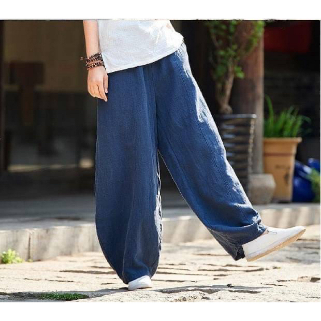 希少!!】 ワイドパンツ XL LL ベージュ ゆるパンツ サルエルパンツ ...