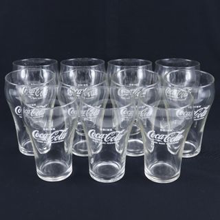 コカコーラ(コカ・コーラ)の【Coca-Cola】コカ・コーラ ガラスコップ グラス 昭和レトロ 1ダース(1個欠品)  11個入り 箱破れ _ グラス(グラス/カップ)