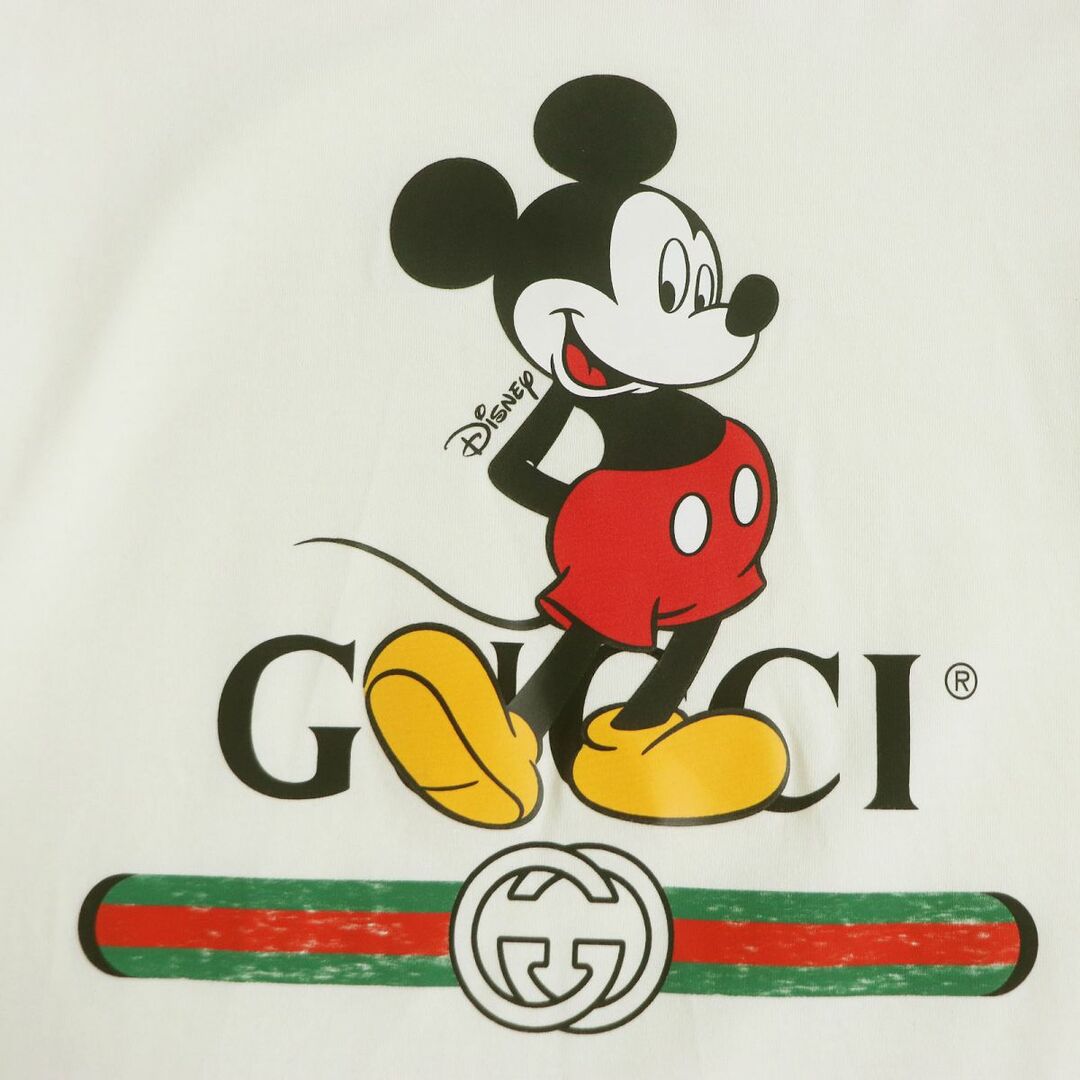 極美品□GUCCI×ディズニー 565806 ミッキーマウス ヴィンテージロゴ コットン100％ 半袖Tシャツ/カットソー アイボリー S 伊製 正規品