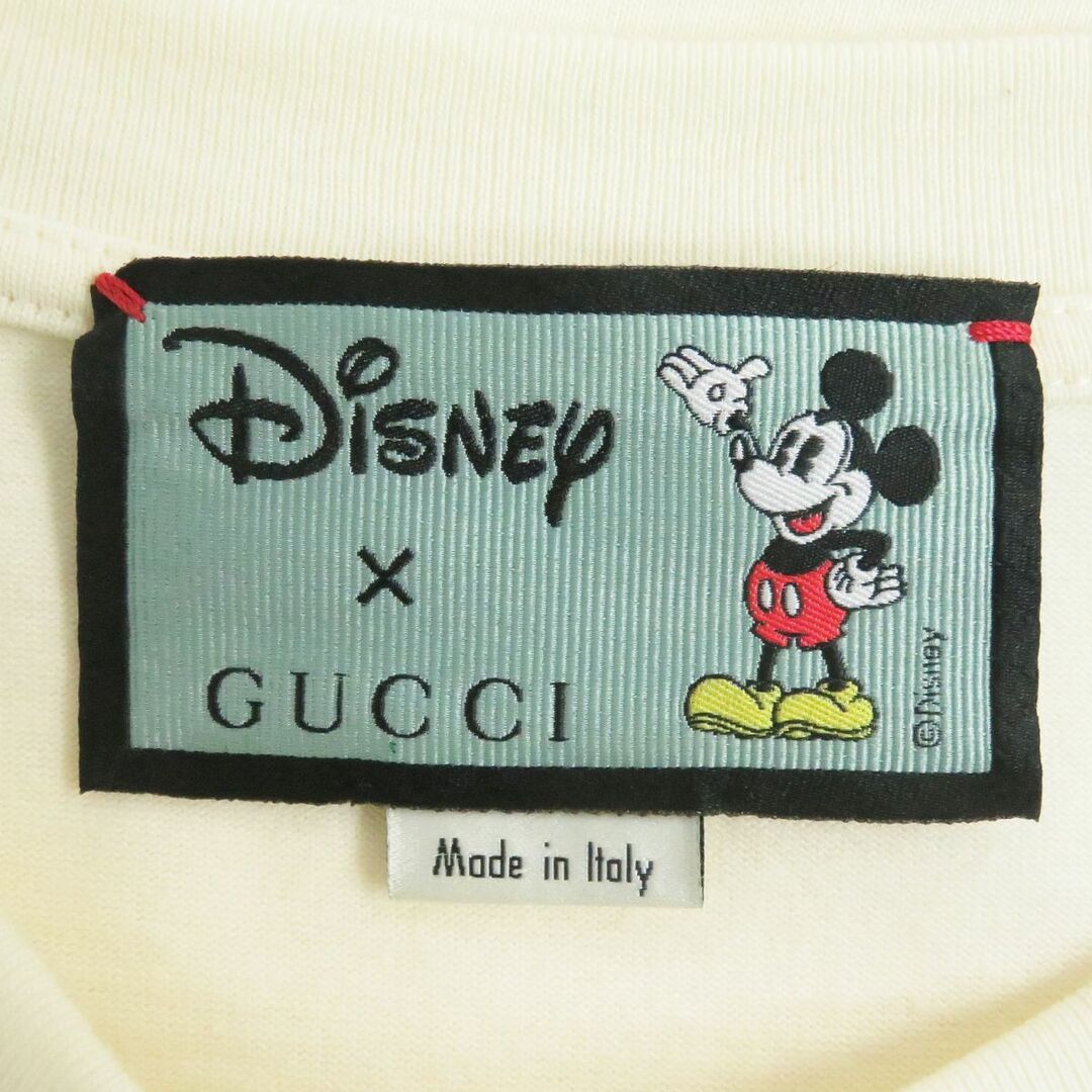 極美品□GUCCI×ディズニー 565806 ミッキーマウス ヴィンテージロゴ コットン100％ 半袖Tシャツ/カットソー アイボリー S 伊製 正規品