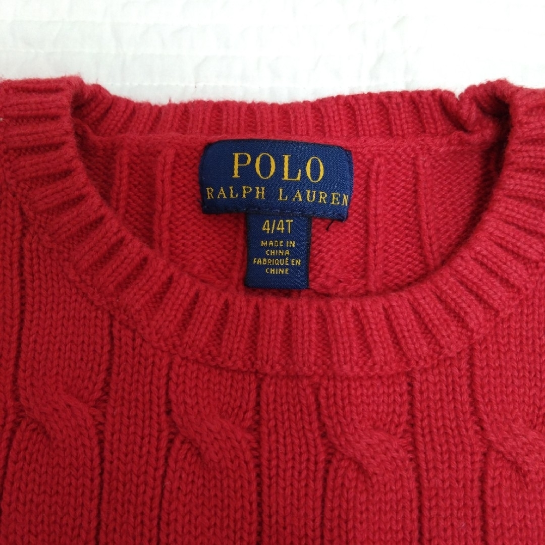 POLO RALPH LAUREN(ポロラルフローレン)のラルフローレン 綿ニットセーター 4T レッド キッズ/ベビー/マタニティのキッズ服男の子用(90cm~)(ニット)の商品写真