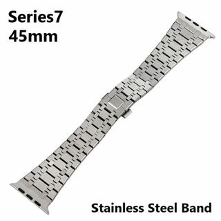 アップルウォッチ(Apple Watch)のアップルウォッチ シリーズ7/8/9 45mm ステンレス バンド Stainless Steel 高級ベルト シルバー(金属ベルト)