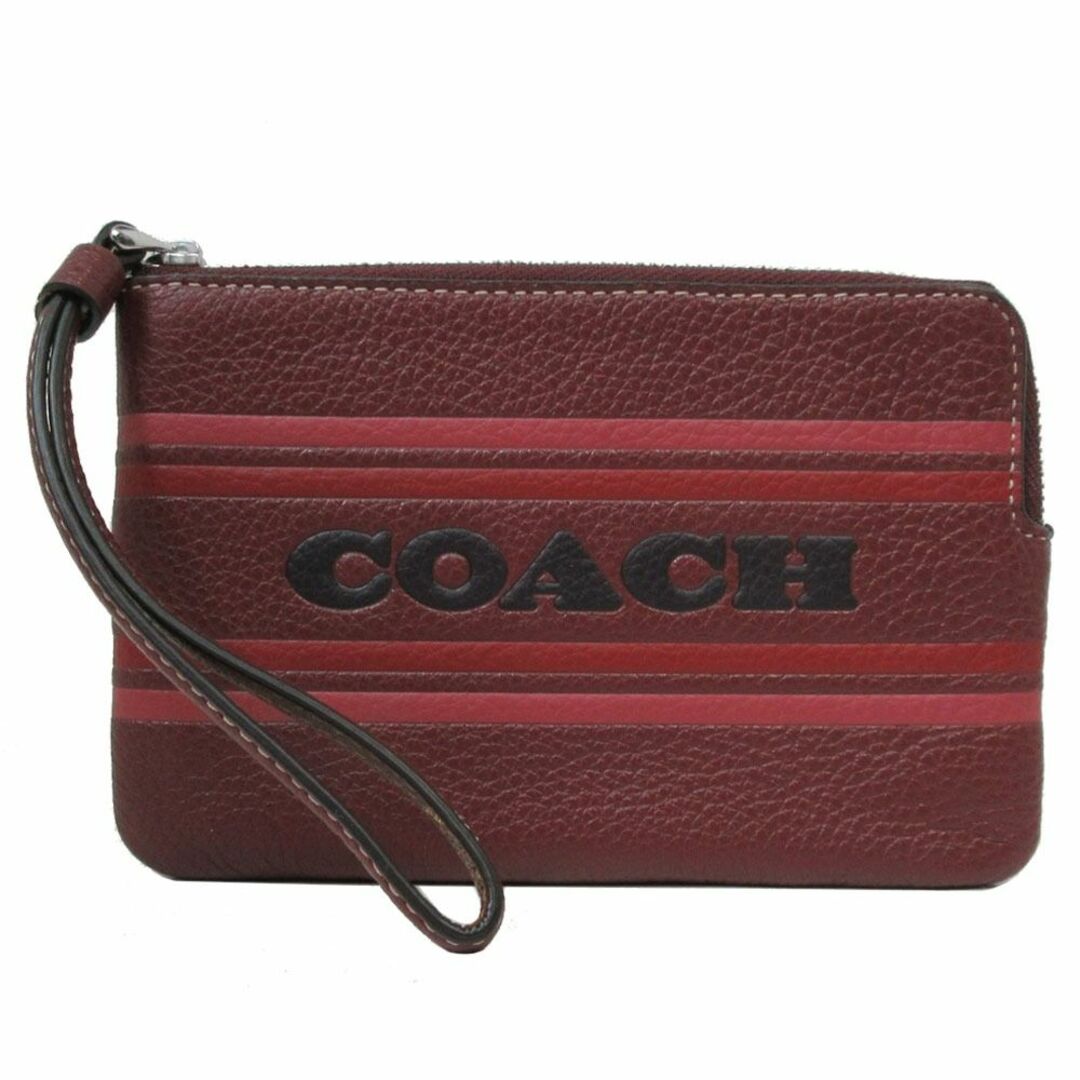 【新品】コーチ ポーチ COACH ロゴ ストライプ付き コーナージップリストレット L字 CH311 レディース