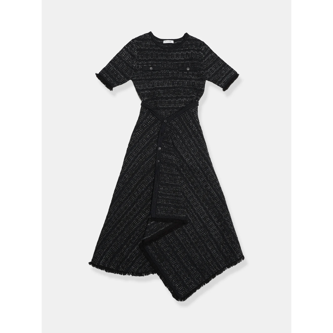 ローブブラン Laubeblanc Tweed knit Wrap dress