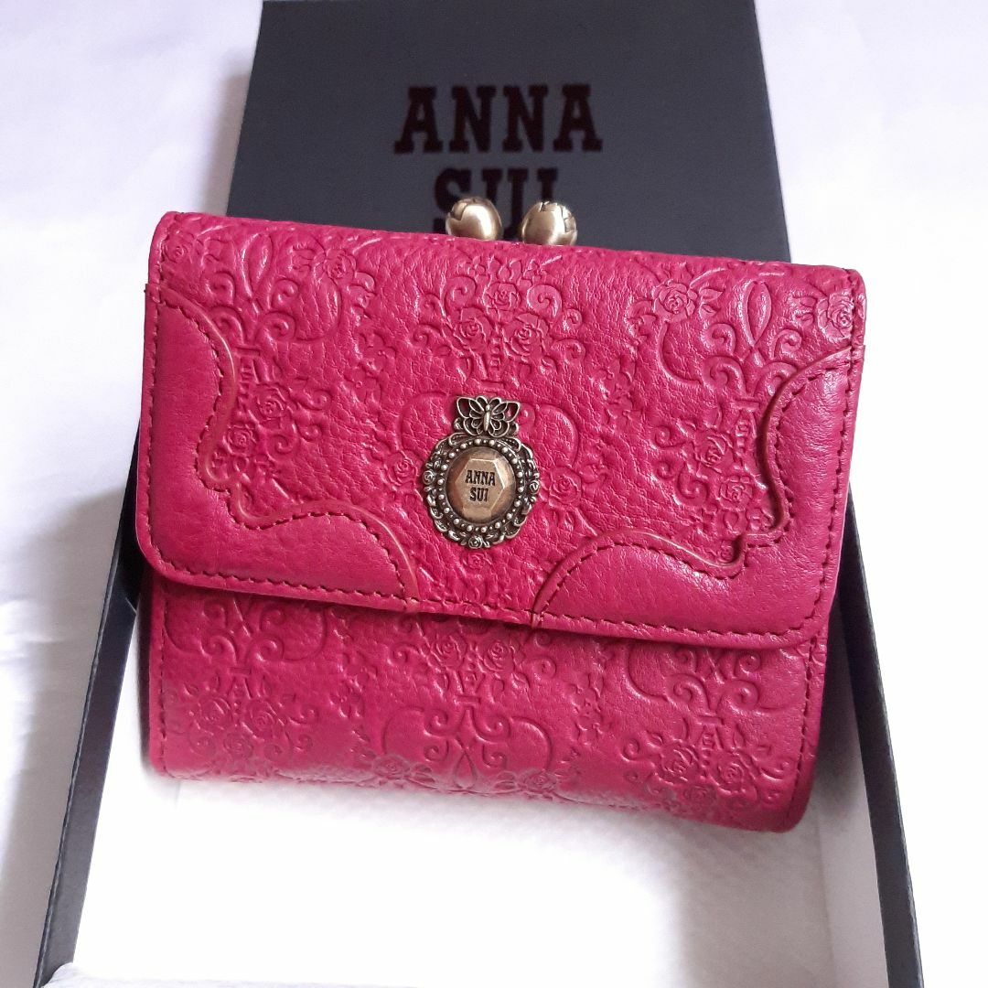 マゼンタ アナスイ ANNA SUI がま口 折り財布 ヴィンテージローズ 新品ファッション小物