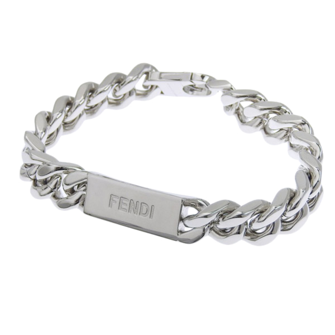 FENDI フェンディ ロゴ チェーン ブレスレット #M - シルバー gy