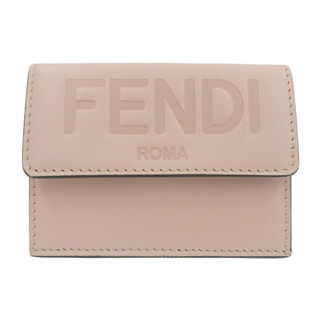 FENDI フェンディ レザー ロゴ 三つ折り コンパクト財布 8M0395 ピンク gy