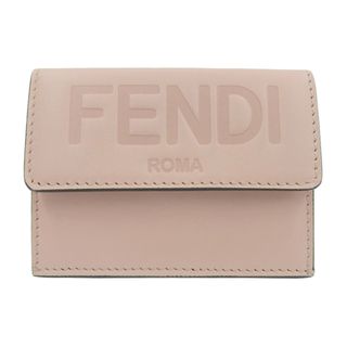 フェンディ(FENDI)の【中古】FENDI フェンディ レザー ロゴ 三つ折り コンパクト財布 8M0395 ピンク gy(その他)