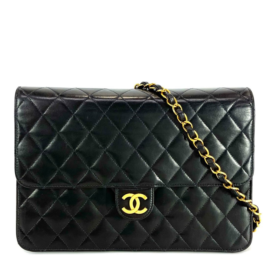 CHANEL シャネル ショルダーバッグ マトラッセ25 プッシュロック ココマーク ココ 肩掛け 斜め掛け 鞄 かばん A03570 ラムスキン    ブラック 黒 ゴールド金具 レディース【品】