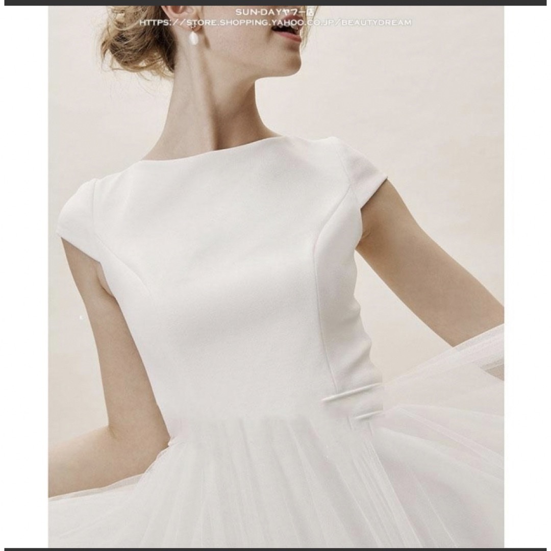 XL ウェディングドレス　白　二次会　披露宴　パーティードレス　演奏会　結婚式 レディースのフォーマル/ドレス(ウェディングドレス)の商品写真