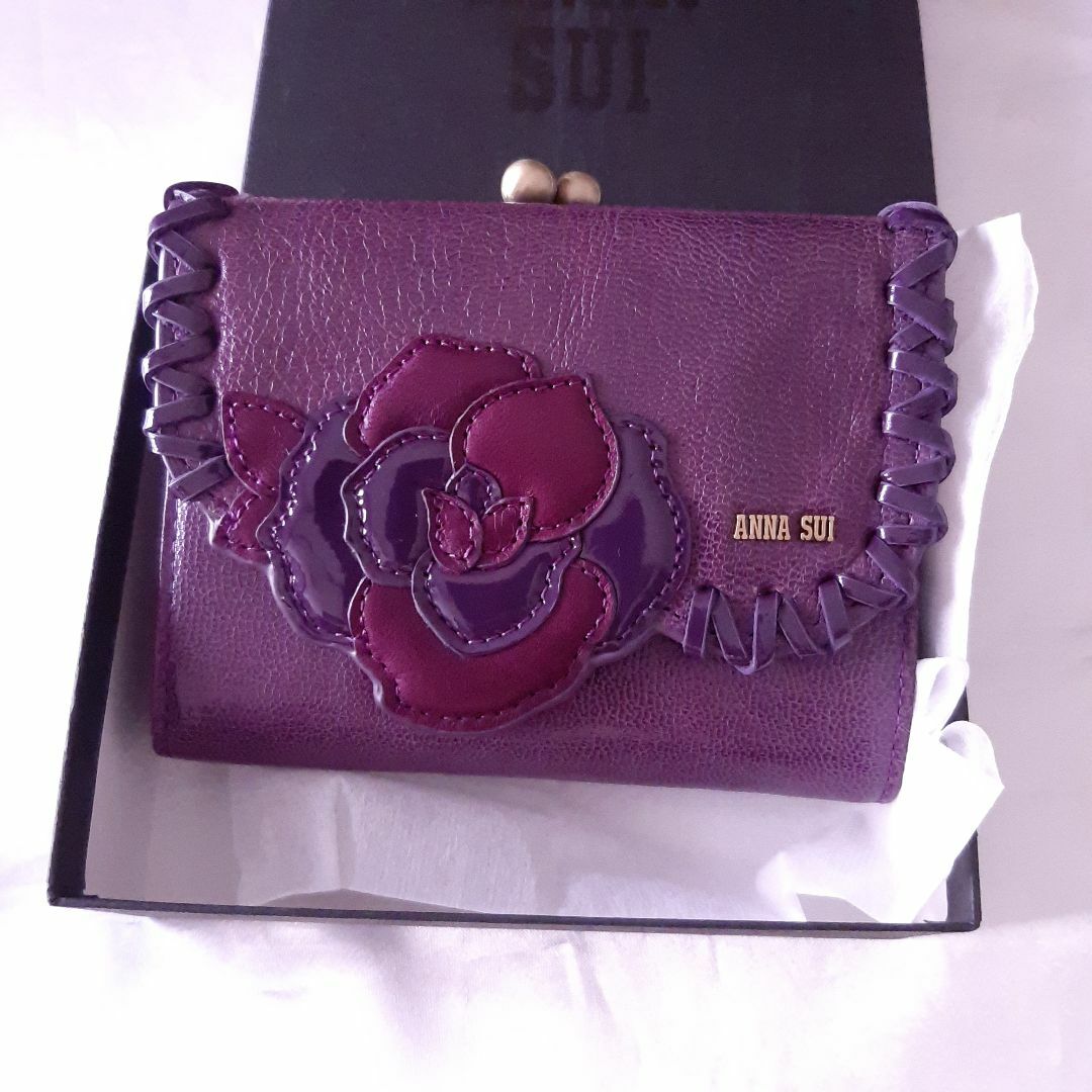 ANNA SUI - パープル アナスイ ANNA SUI がま口 折り 財布 ガマ口 ...