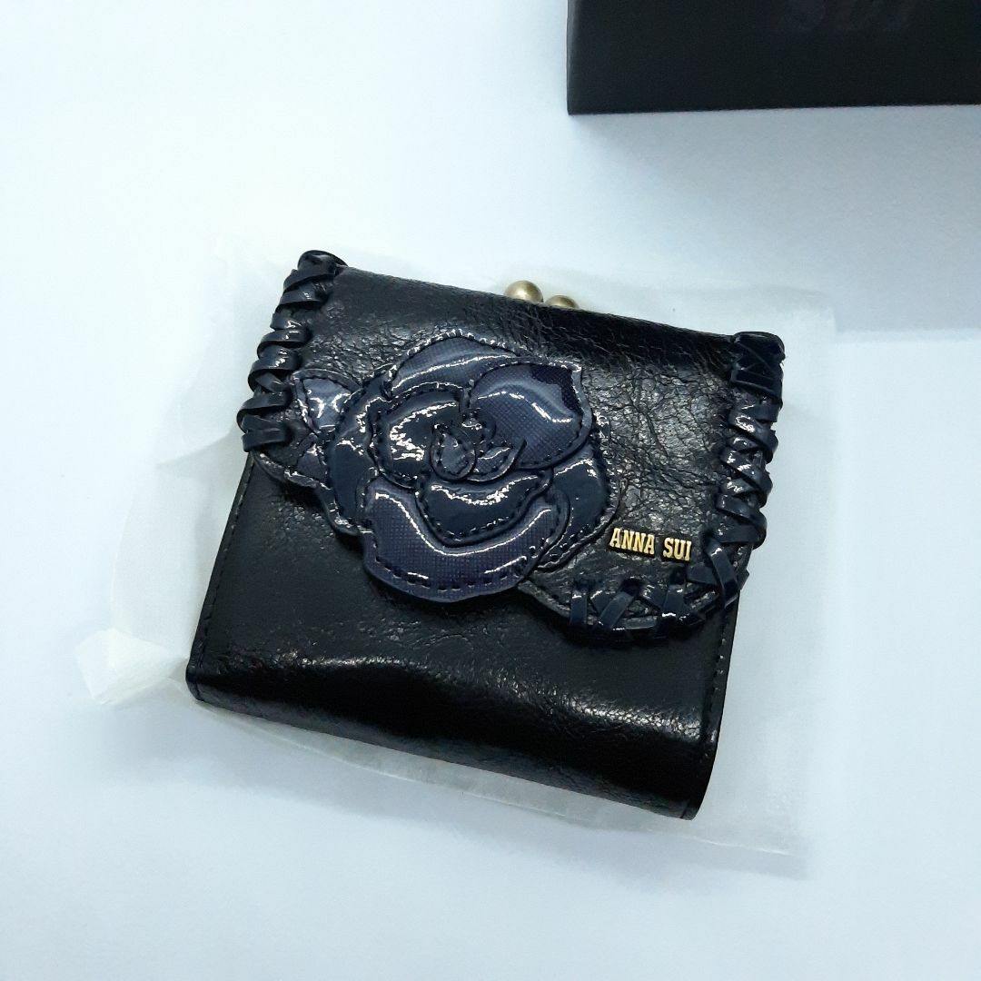 ブラック アナスイ ANNA SUI がま口 折り 財布 ガマ口 ルビー② 新品レディース