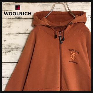 ウールリッチ(WOOLRICH)の【人気ブラウン】ウールリッチ　プリントロゴ入りジップパーカー　裏パイルE862(パーカー)