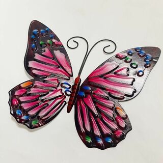 蝶々　ぷくぷく　立体　飾り　壁　インテリア　金属　ピンク　植物　写真　撮影(その他)