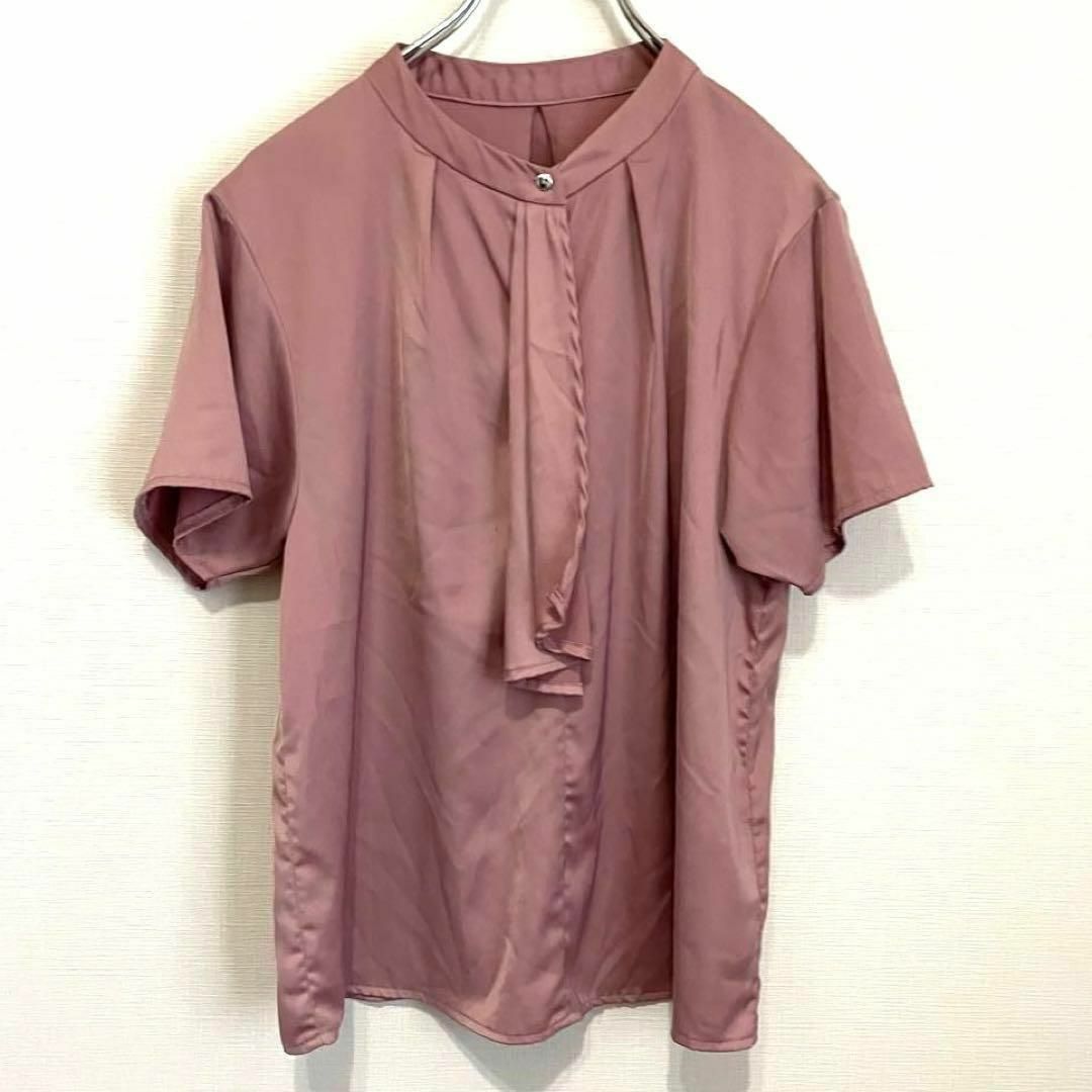 K618 elgna エルガナ ブラウス 半袖 ピンク 40 可愛い シンプル レディースのトップス(シャツ/ブラウス(半袖/袖なし))の商品写真