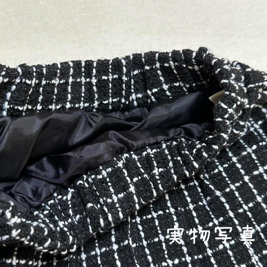 ♡ ツイード風 セットアップ 黒 ♡ 100 キッズ スカート スーツ 女の子 キッズ/ベビー/マタニティのキッズ服女の子用(90cm~)(ドレス/フォーマル)の商品写真
