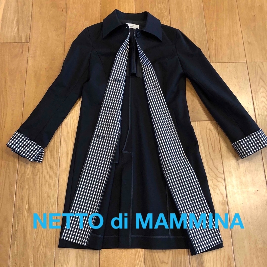 NETTO di MAMMINA　ステンカラー　コート　黒　スプリングコート