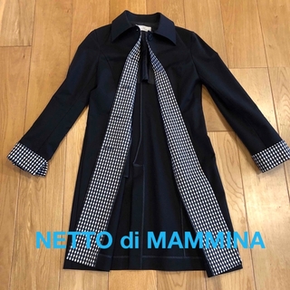 ネットディマミーナ(NETTO di MAMMINA)のNETTO di MAMMINA　ステンカラー　コート　黒　スプリングコート(トレンチコート)