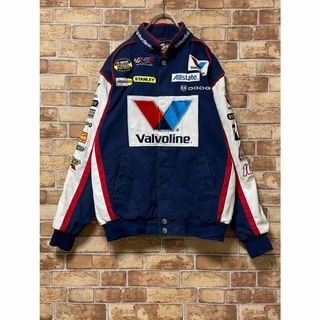 ナイロンジャケット  USA製 ネイビー　メンズL 企業　Valvoline