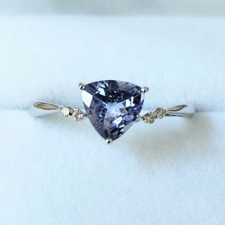 ダイヤモンド×タンザナイト リング K18WG 1.00ct 0.03ct(リング(指輪))