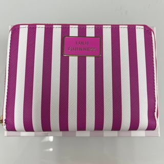 ルルギネス(LULU GUINNESS)の新品☆ルルギネス☆LGキャンディーコンパクトジップ財布　ストライプ　ピンク(財布)