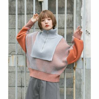 ケービーエフ(KBF)の【GRAY×ORG】レイヤードハーフZIPニット(ニット/セーター)