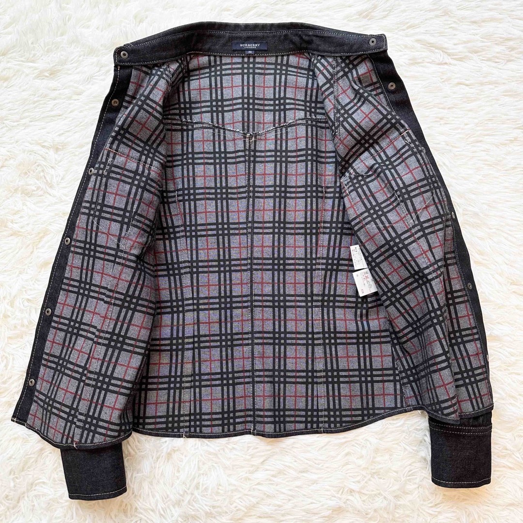 BURBERRY(バーバリー)のBURBERRY LONDON デニムジャケット ノバチェック ストレッチ 38 レディースのジャケット/アウター(Gジャン/デニムジャケット)の商品写真