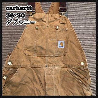 カーハート(carhartt)の【カーハート】USA製　90s　オーバーオール　ダブルニー　キャメル　ダック地W(サロペット/オーバーオール)