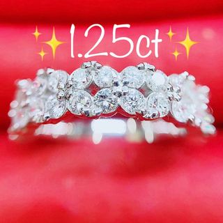 ★1.25ct★✨パヴェダイヤモンドプラチナフラワーリング 指輪(リング(指輪))