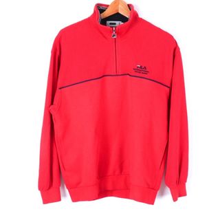 フィラ(FILA)のフィラ 長袖スウェット スエット ハーフジップ モックネック トップス トレーナー スポーツウエア 日本製 メンズ Mサイズ レッド FILA(スウェット)