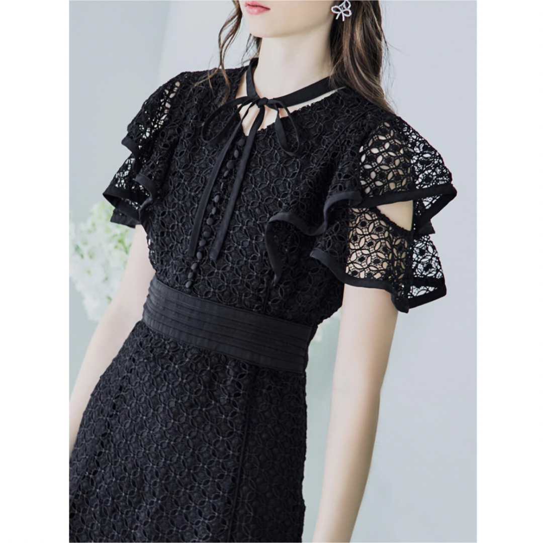 Riu Chemical lace piping dress ブラック