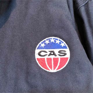 【ディッキーズ】つなぎ長袖 オールインワン ダック地 ネイビー 企業ロゴ 刺繍W