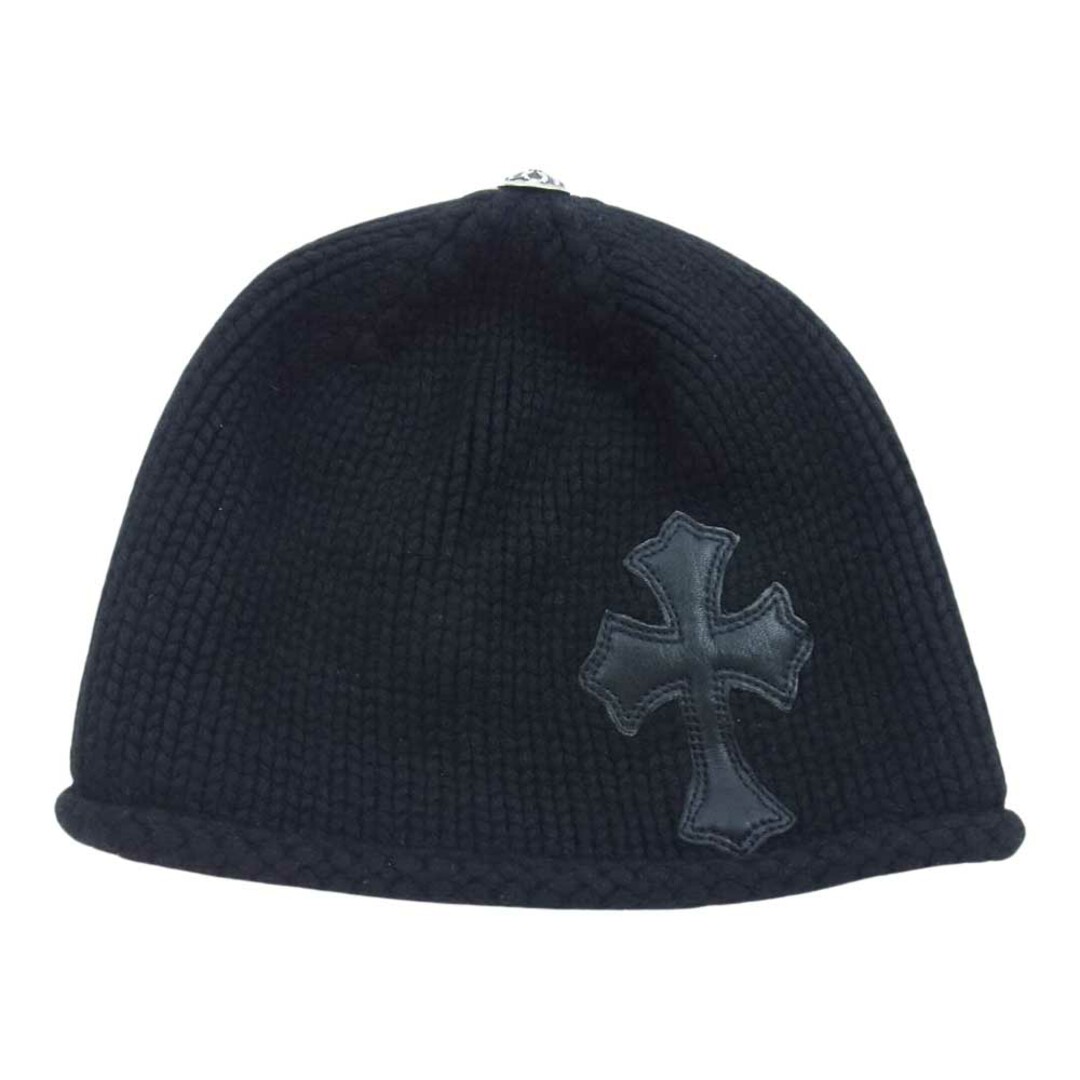 CHROME HEARTS クロムハーツ（原本有） ニットキャップ 国内正規品 BEANIE CRS CASH カシミヤ カシミア レザー クロスパッチ クロスボール ビーニー ニット帽 ブラック系