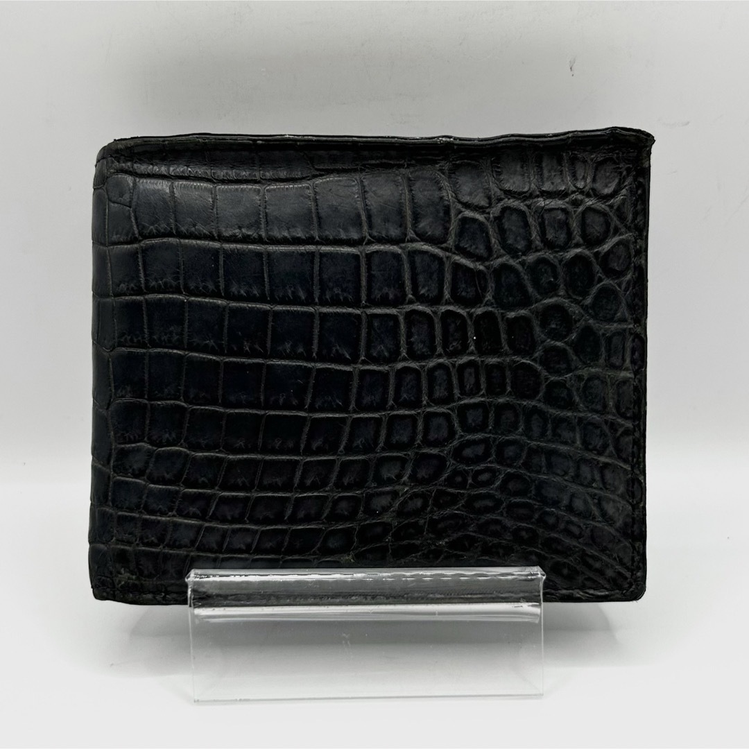 希少 BOTTEGA VENETA 二つ折り財布 クロコダイル ロゴ バイカラー