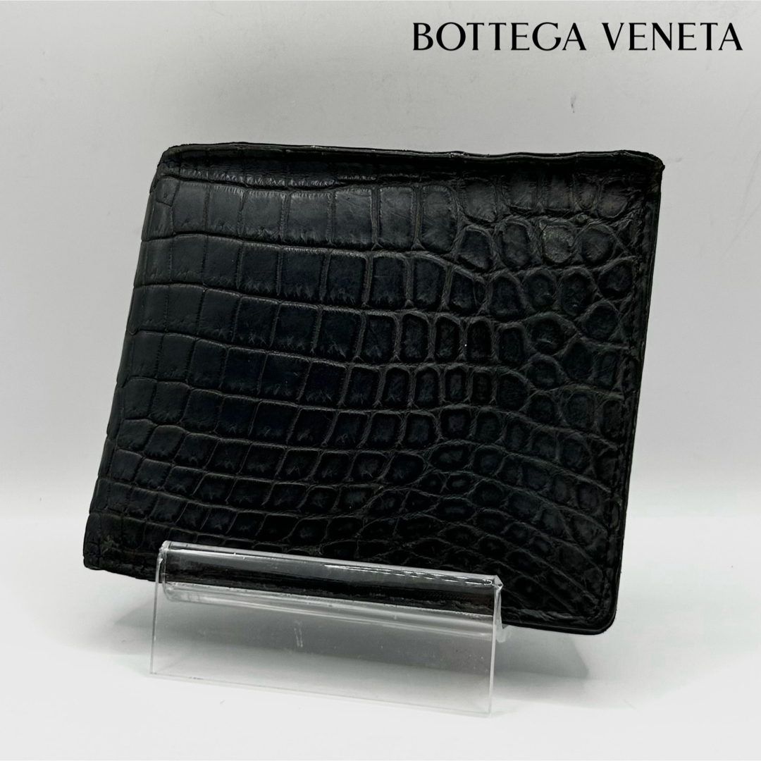 希少 BOTTEGA VENETA 二つ折り財布 クロコダイル ロゴ バイカラー | フリマアプリ ラクマ