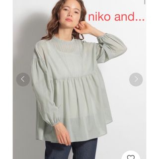 ニコアンド(niko and...)のニコアンド　スタンドネックレース切り替えブラウス　美品(シャツ/ブラウス(長袖/七分))