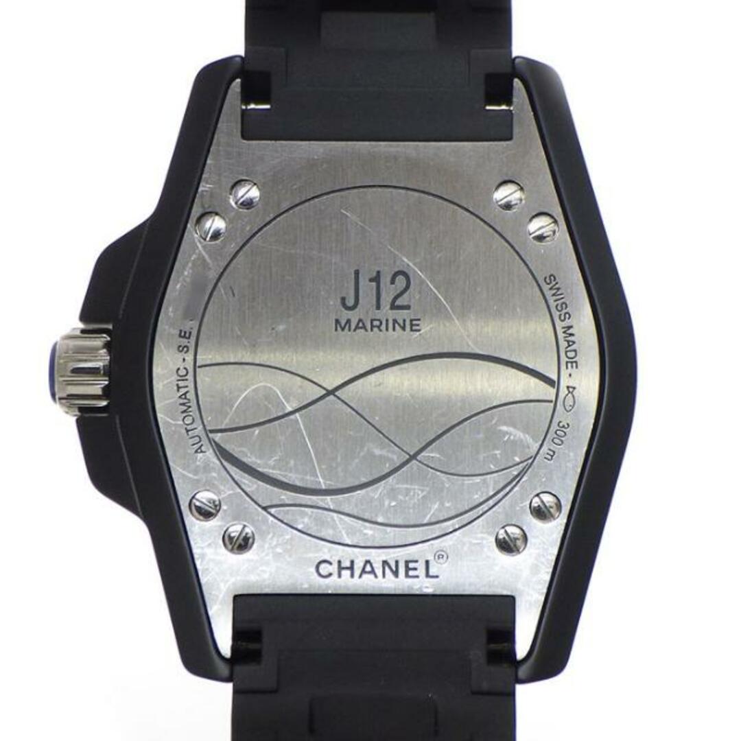 シャネル CHANEL 腕時計 J12 マリーン 42 H2559 デイト カレンダー 回転式ベゼル ブラック文字盤 ブルー セラミック SS  ブラック ラバーベルト 自動巻き 【箱・保付き】 【中古】