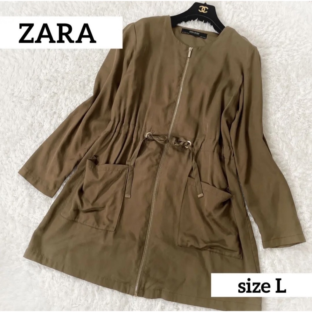 ZARA(ザラ)のZARA ノーカラー　ロングブルゾン レディースのジャケット/アウター(ブルゾン)の商品写真