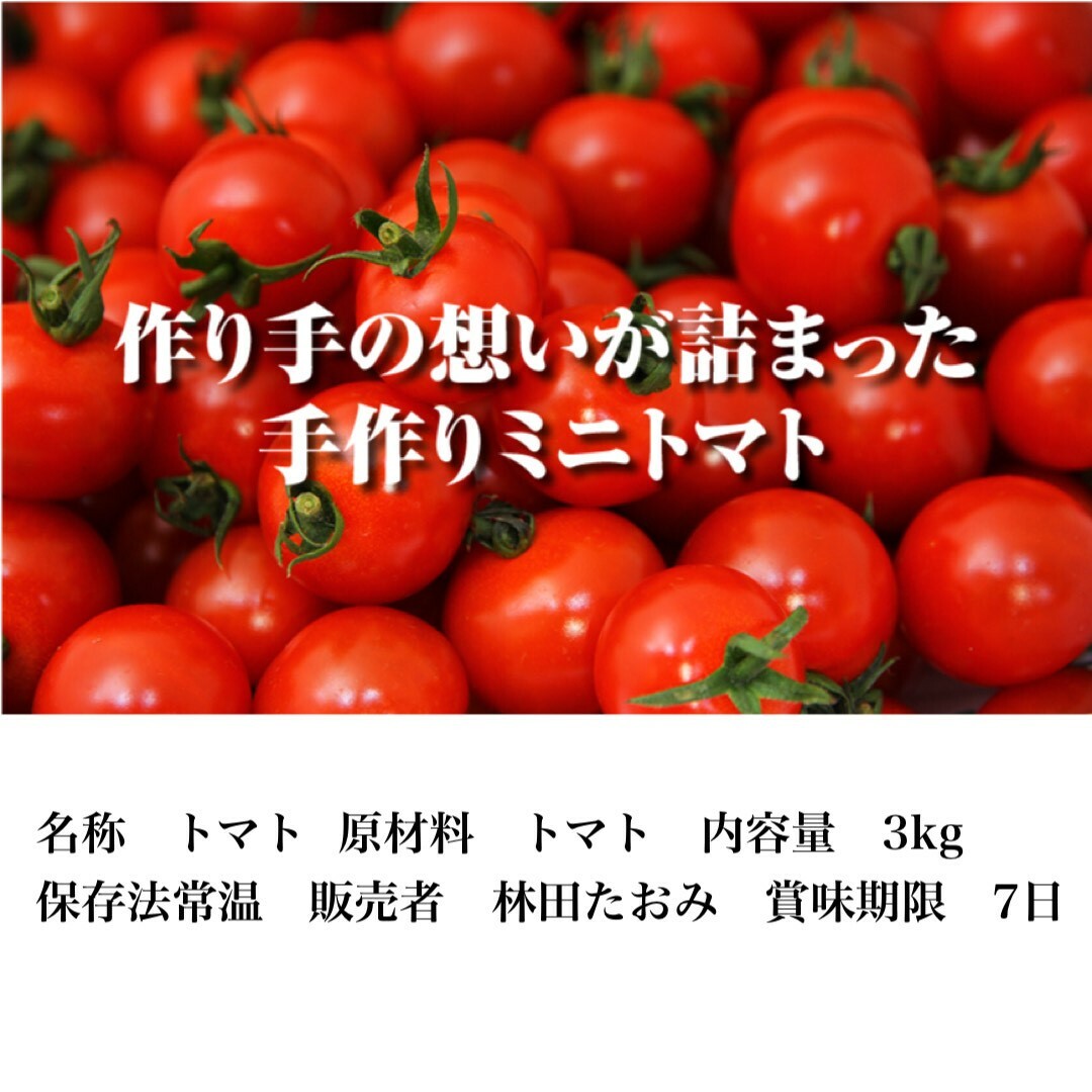 【希少な高濃度フルーツトマト】ソムリエミニトマト　プラチナ　３ｋｇ 食品/飲料/酒の食品(野菜)の商品写真