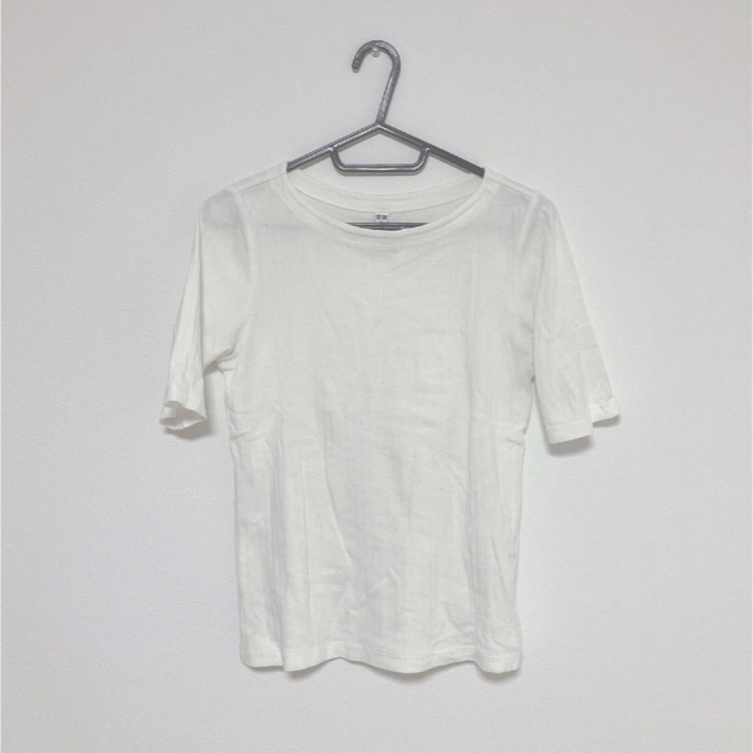 UNIQLO(ユニクロ)の【UNIQLO】リブ 無地Tシャツ レディースのトップス(Tシャツ(半袖/袖なし))の商品写真