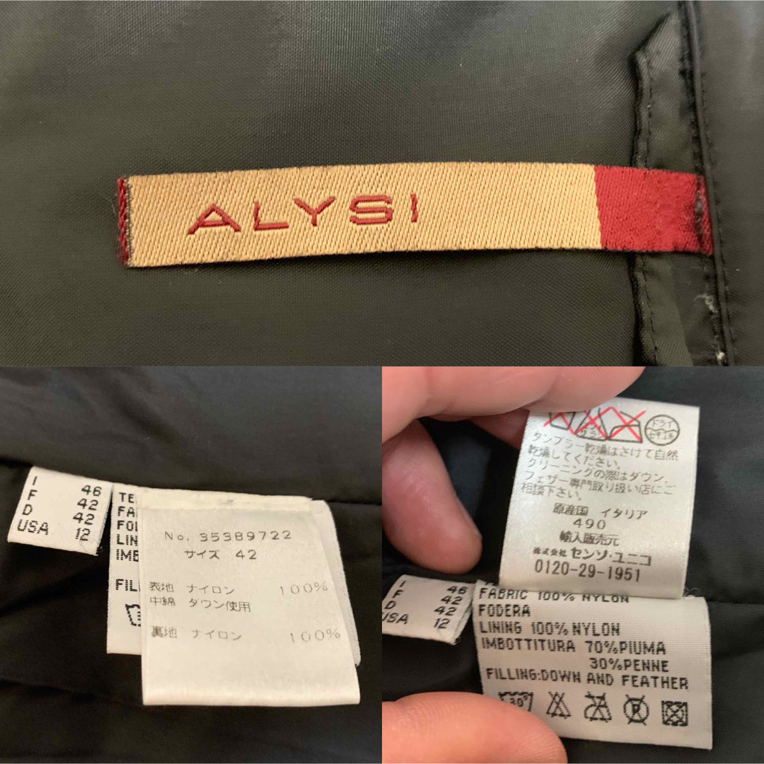 ALYSI アリジ ITALY製 デザイン ダウンジャケット ダブルジップ 42