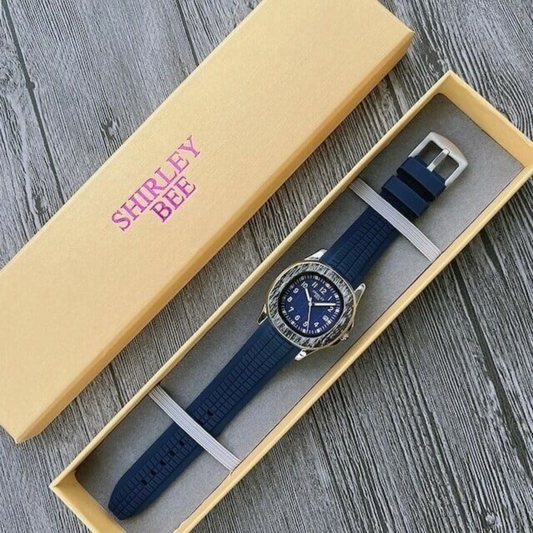 箱付き 新品 海外限定 SHIRLEY BEE 高級感 抜群 メンズ腕時計 ブル