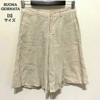 ボナジョルナータ(BUONA GIORNATA)のK633 ボナジョルナータ ハーフ パンツ ベージュ S レーヨン×麻 シンプル(ショートパンツ)