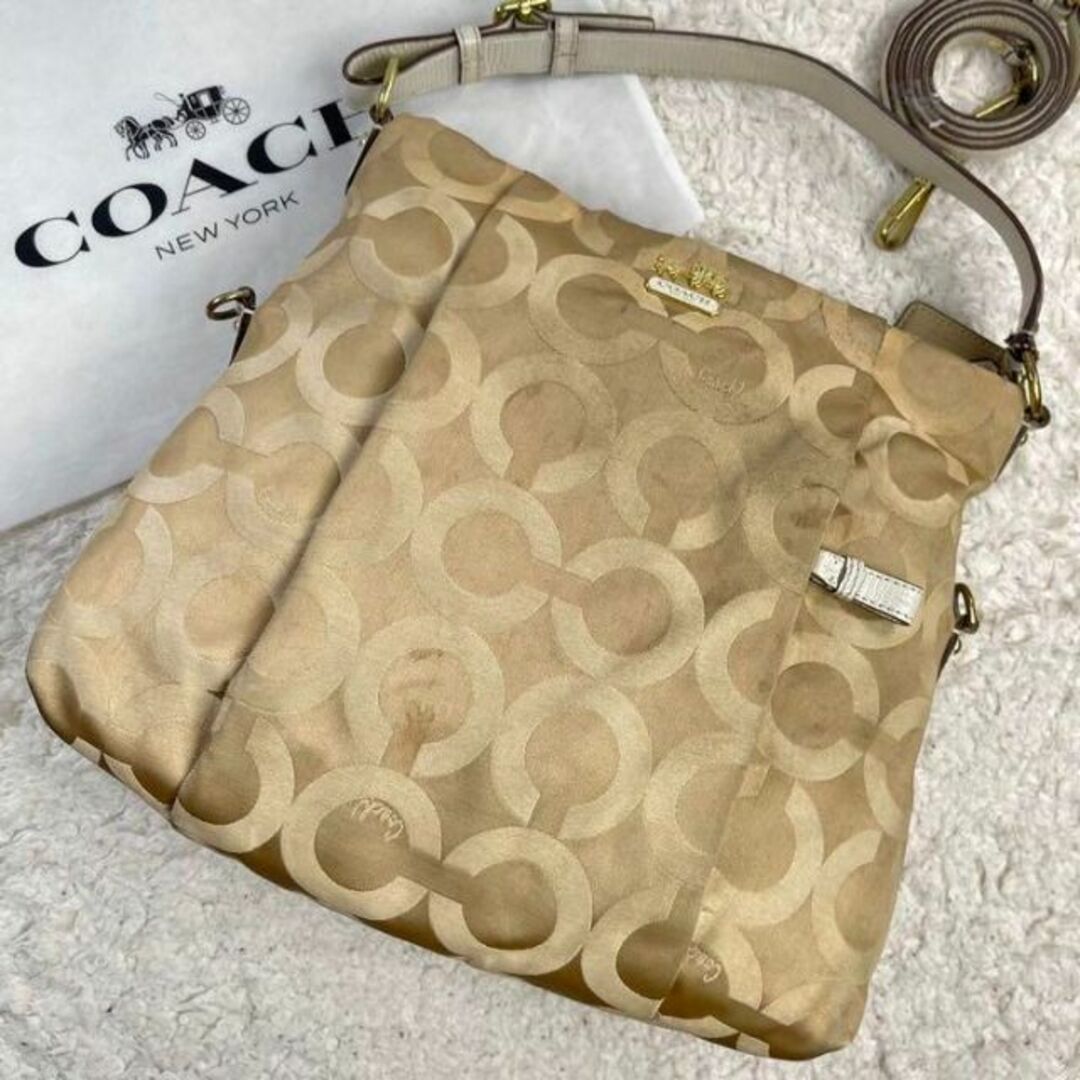 未使用品 コーチ COACH 2wayバッグ マディソン ゴールド×ベージュ