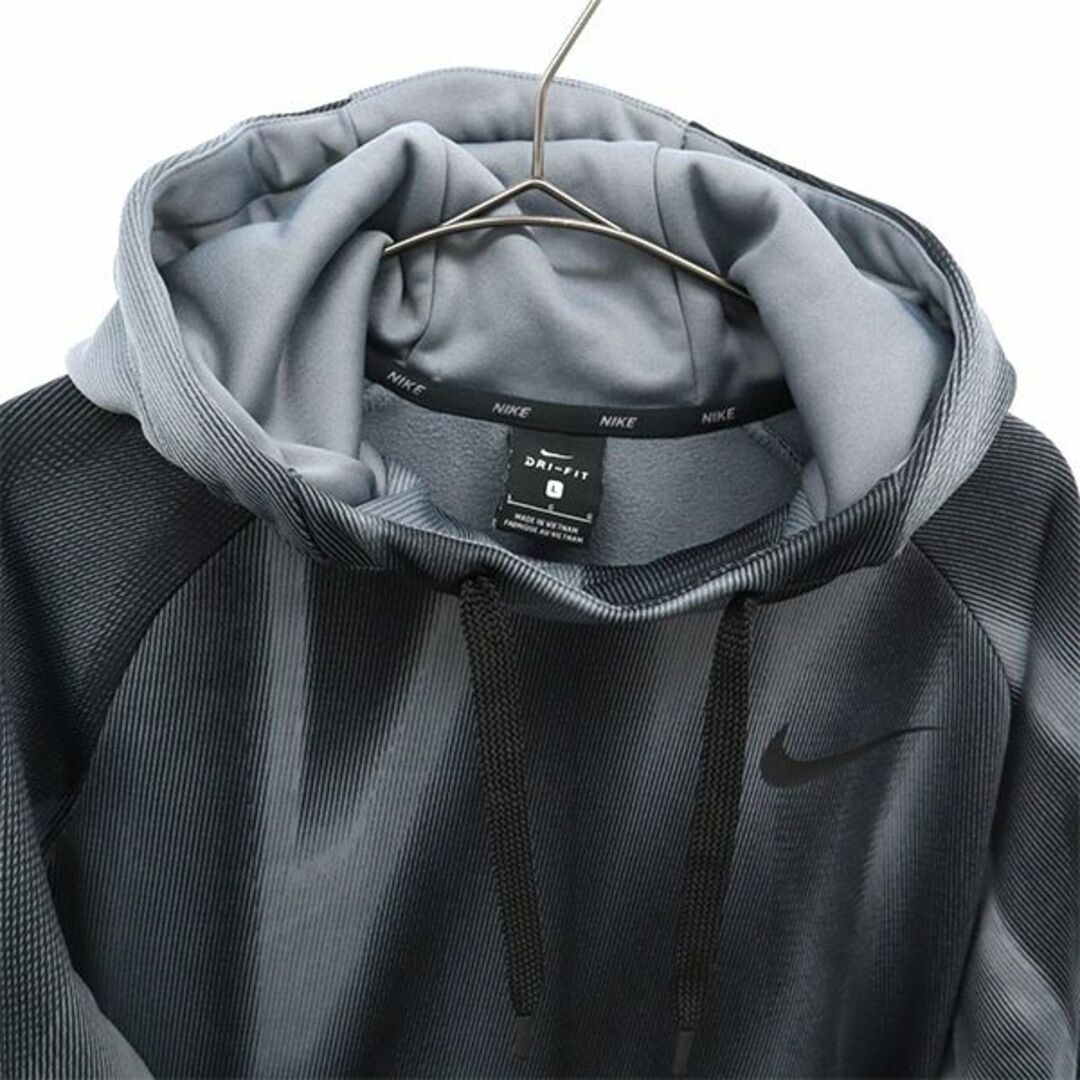 ナイキ 総柄 スウェットパーカー L グレー NIKE プルオーバー メンズ 【中古】 【231005】