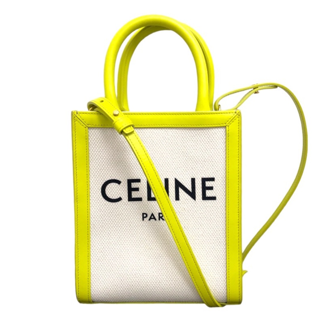 セリーヌ CELINE ミニ バーティカルカバ 193302 ナチュラル・ライム キャンバス・レザー レディース ショルダーバッグ約109cm開閉式