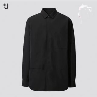 ユニクロ(UNIQLO)のUNIQLOプラスj スーピマコットンオーバーサイズシャツ ブラック S(シャツ)